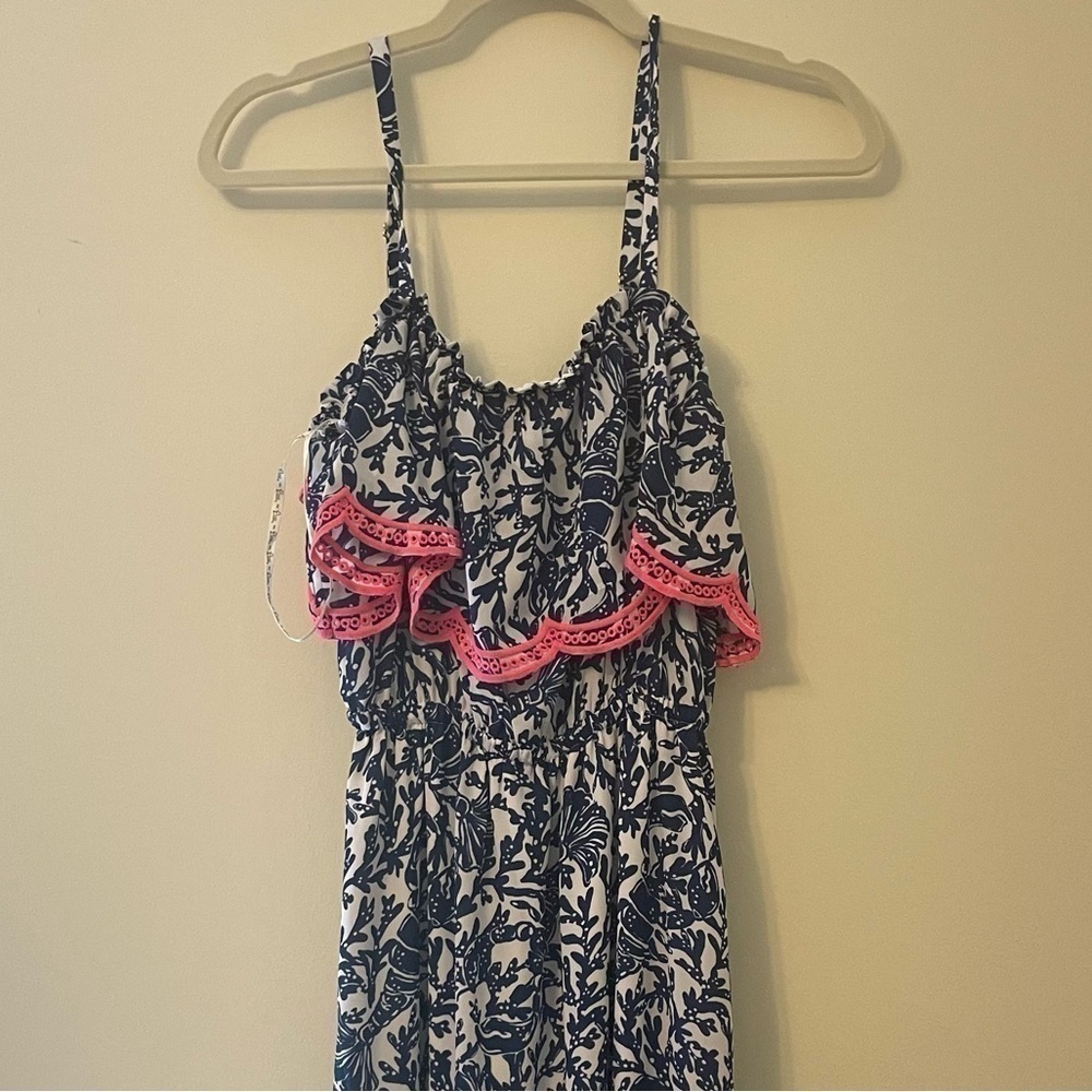 NWOT Lilly Pulitzer Women’s blue & white coral/lobster maxi dress, size XS - Picture 3 of 4